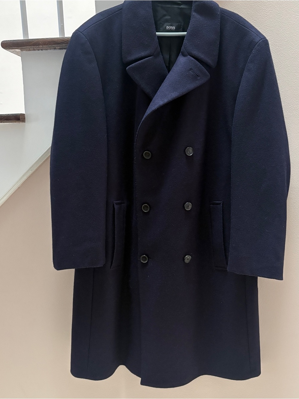 Hugo Boss Men's Double-Breasted Navy Pea Coat sz 46